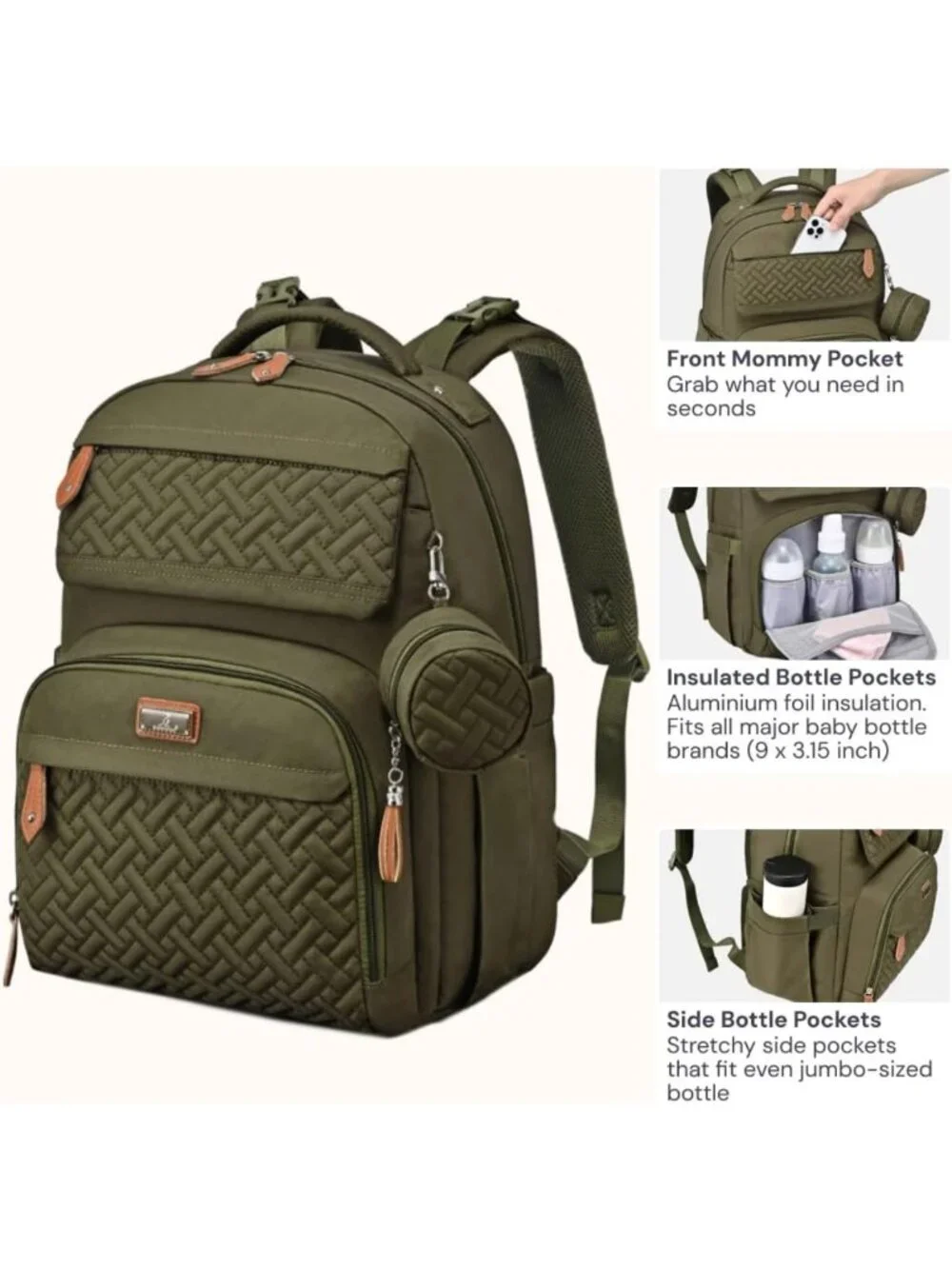 Large Waterproof Diaper Bag Backpack for Travel | Unisex Baby Bag with Changing